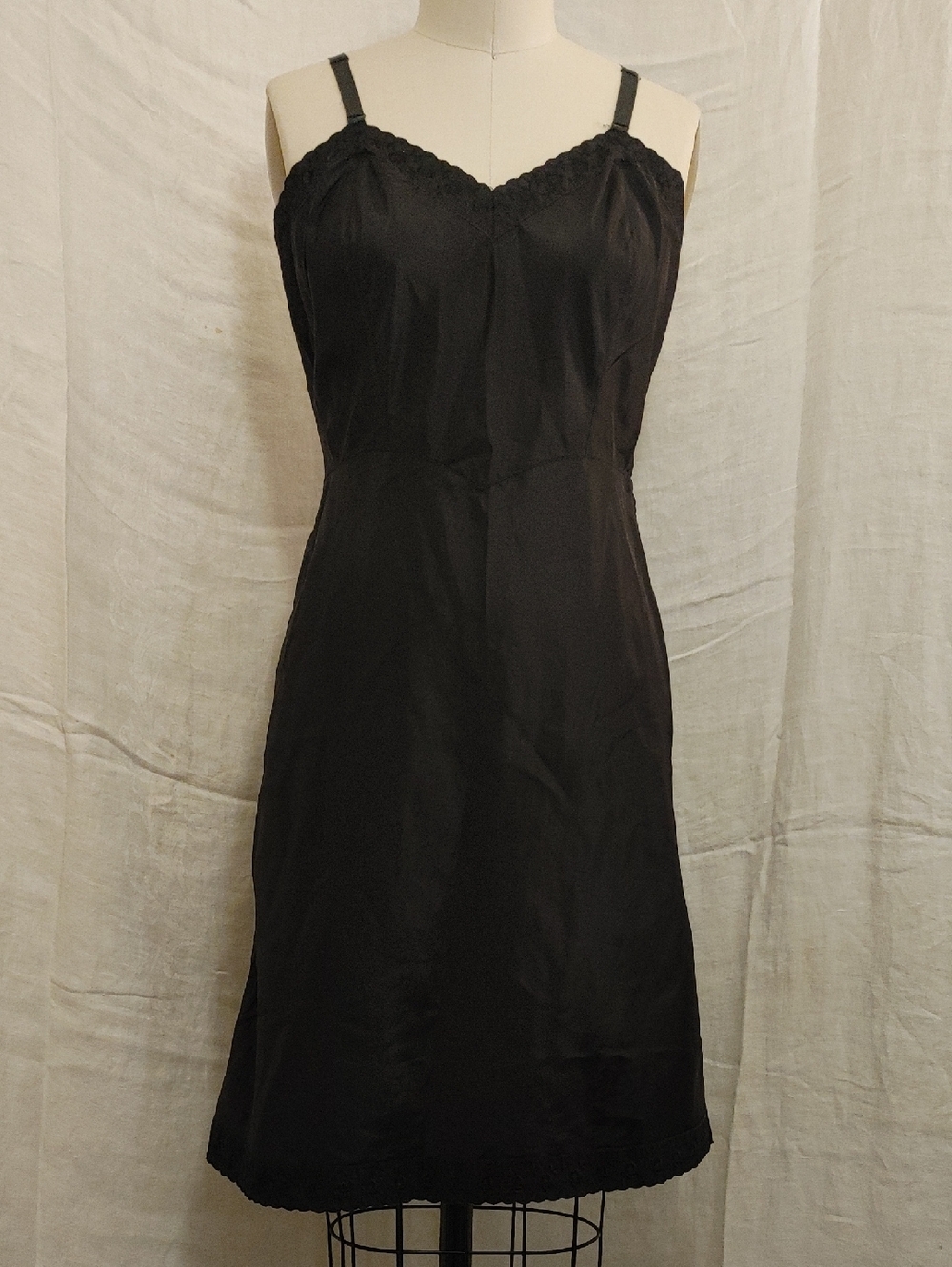 Vintage 50s Barbizon Tafredda Black Full Slip Side Zipper Size M